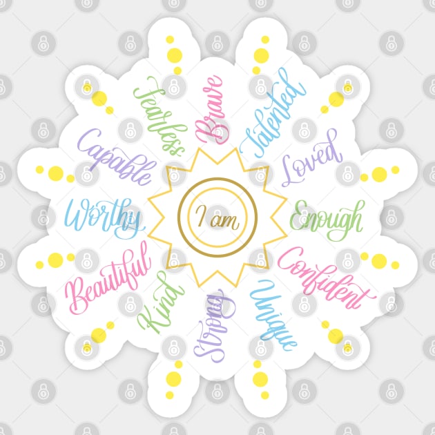 I am Positive Self Love Affirmations Sticker by Kelly Gigi